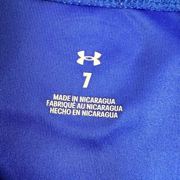 EUC Under Armour Boys Blue Long Sleeve Baseball Tee Shirt - Size 7 - Picture 4 of 5